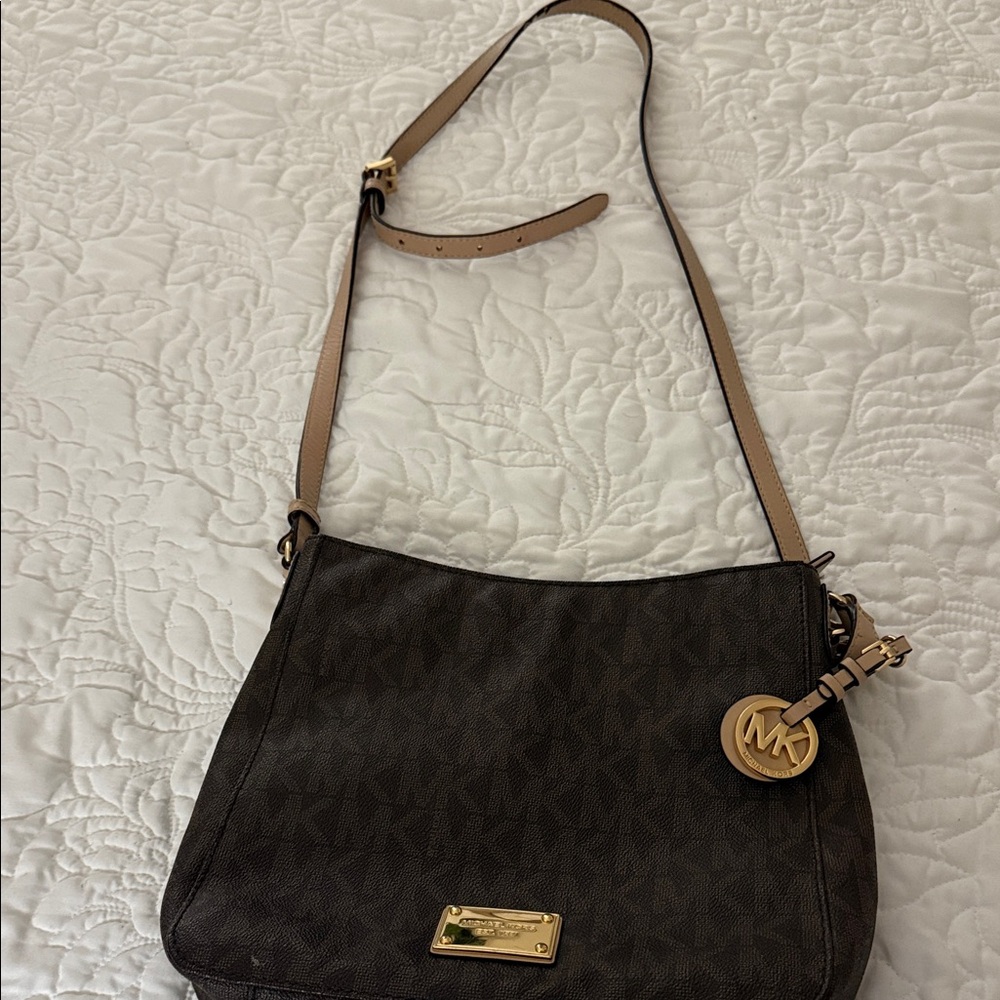 Michael Kors Chocolate and Tan Crossbody Bag